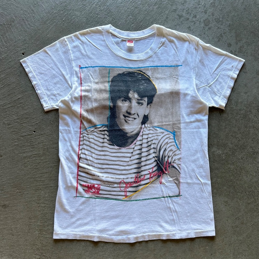 Vintage 80s New Kids On The Block Jonathan Knight Shirt Size Large White 1989